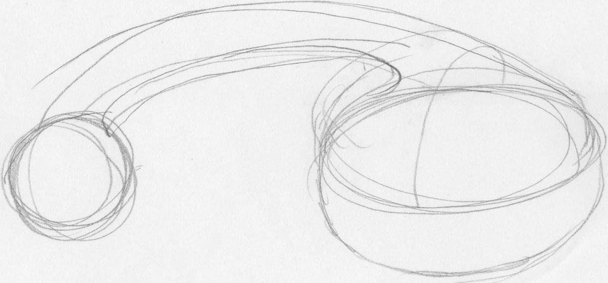 Early pencil sketch of final concept